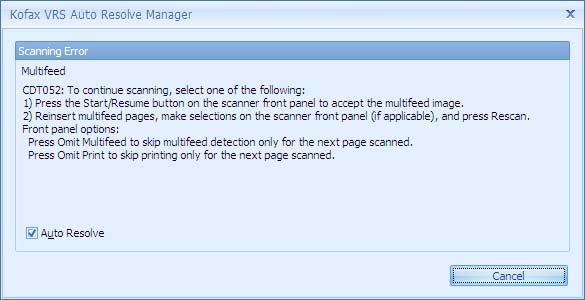 The following sections describe how the scanner responds to a multifeed according to the multifeed action selection.