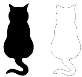 (1) A raster image of a cat was imported and traced using the steps presented in Section 6.1 of the Klic- N-Kut User Manual.