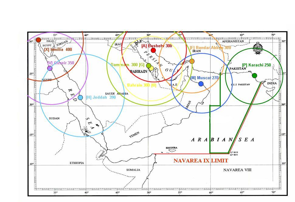 9. Covergae of NAVTEX station is depicted on following chartlet: DISTRESS, SEARCH AND RESCUE 10.