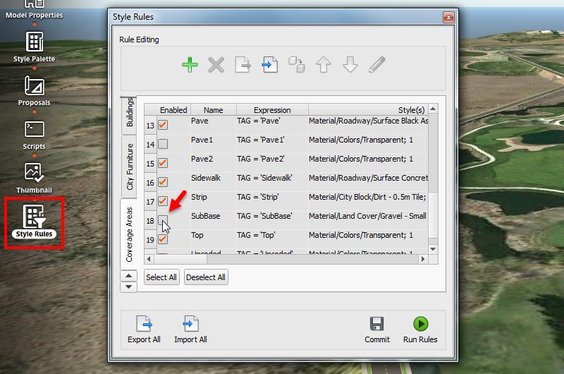 clicking the Style Rules icon on the Manage toolbar. What you ll find is that each coverage s Tag property was automatically filled in with the link code from the corridor.