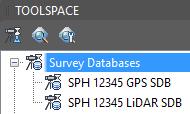 The survey databases in the working folder are then displayed in the Survey Databases collection.