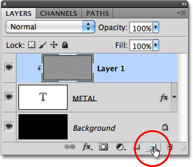 Hold down your Alt (Win) / Option (Mac) key and click on the New Layer icon at the bottom of the Layers panel: Hold down Alt (Win) / Option (Mac) and click the New