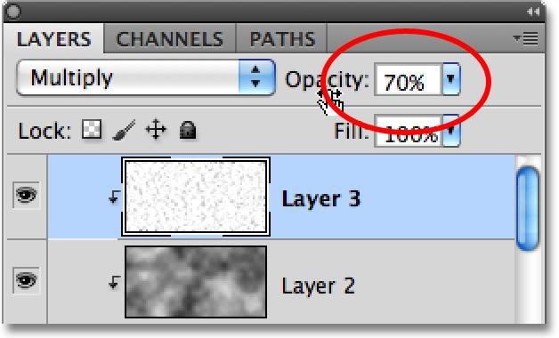 Step 20: Lower The Layer Opacity If the dirt and scratches effect looks too dark, lower the opacity of the layer. You ll find the Opacity option in the top right corner of the Layers panel.