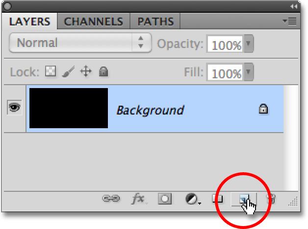 bottom of the Layers panel: Click on the New Layer icon (second