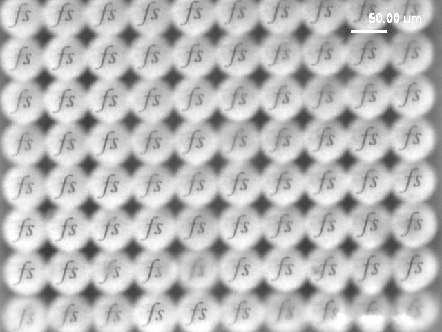A transparent polymer film with typed letters fs was inserted between the light source (tungsten light) and the MLA, and the images were captured on the other side, as shown in Fig. 6.