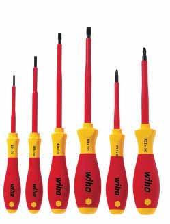 Wiha SoftFinish electric. The safe and comfortable insulated VDE screwdriver. Slotted/ Phillips and slotted/ Pozidriv sets. Slotted/Phillips- and nut driver set.
