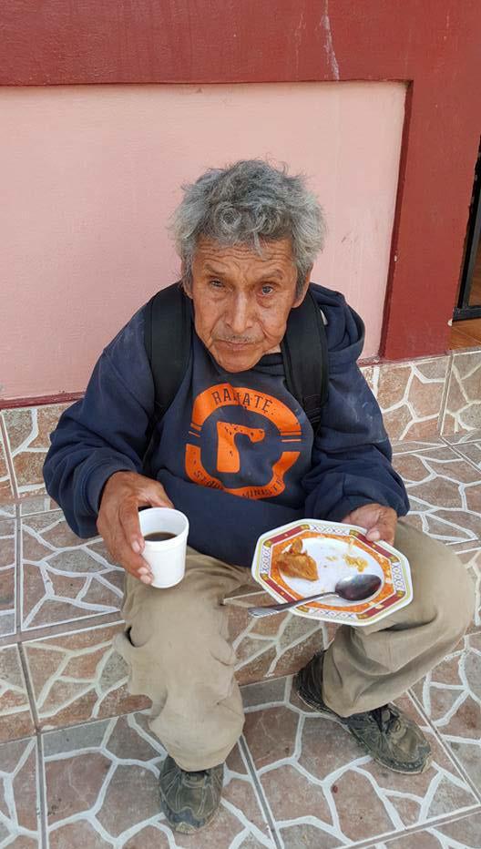 This weathered senior is having a good meal courtesy of my neighbor across the street from my house. This is very common, as facilities that care for seniors, are few in Nicaragua.