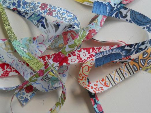 Strips of fabric scraps - cut these with rotary cutter or scissors or go crazy & tear strips! I (very roughly!