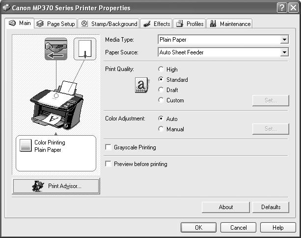 Changing Print Settings With The Print Advisor Follow this procedure: 1 Open the document in the application software, and select the command to print.