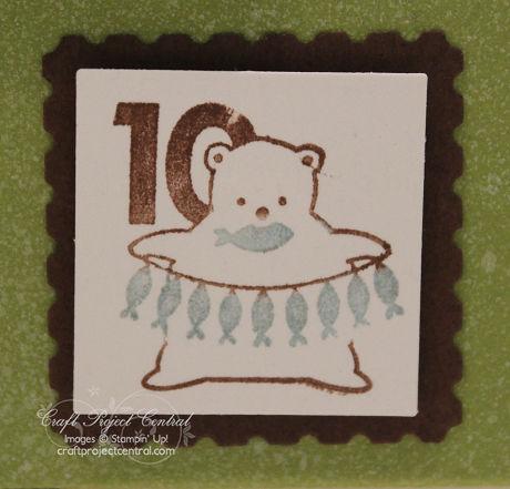 #10: Stamp the image with Chocolate Chip and Baja Breeze markers. Punch with a 1 Square punch.