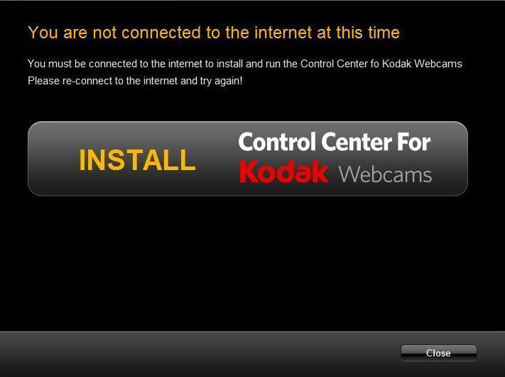 2. On PC: The Control Center for KODAK Webcams Installer window appears.