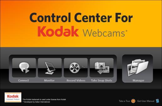 Using the Control Center for KODAK Webcams Software The Control Center for KODAK Webcams software is a custom built application that offers you an array of features and functions to make the most out
