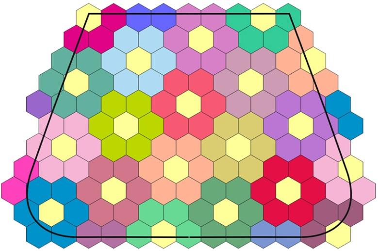 interfacing to the back of a hexagon- pieced front panel; the seam