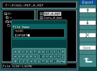 Export Press REF Imp./Exp. Export and go to the following menu.