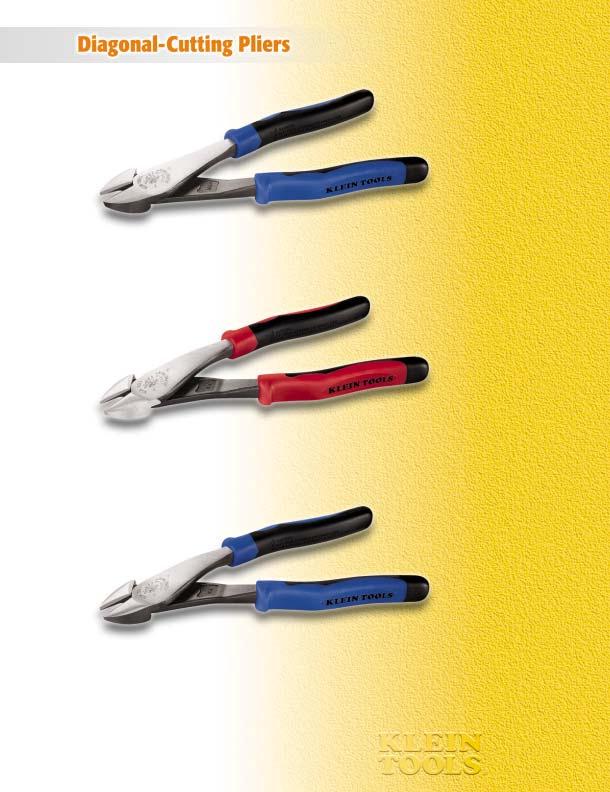 J2000-28 Diagonal-Cutting Pliers Heavy-Duty Cutting High-leverage design for 36% greater cutting power. J248-8 Diagonal-Cutting Pliers Angled Head Angled head design for easy work in confined space.