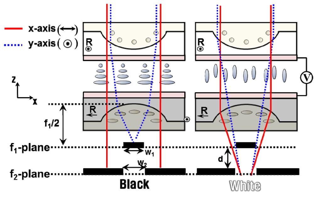 light also passes the two blocking layers, the cell shows a white state under an applied voltage. 3. Experiments Fig. 1. Schematic diagram of the proposed polarizer-free LCD. Fig. 2.