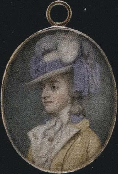 Watercolor on ivory; h. 7 cm (2 3 / 4 in.). From Fine Portrait Miniatures (New Bond Street, London: Bonhams, 22 November 2006), lot 89. Current location unknown.