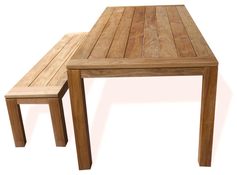 Table & Bench VIENNA TABLE & BENCH Recycled brushed teak with laths TABLE L 200 x W