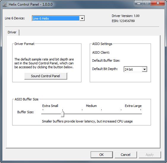 ASIO Driver Settings (Windows only) When using Helix as an audio interface for Windows DAW applications, it is highly recommended to configure the software to utilize the "ASIO " Helix driver.
