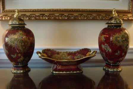 Along with this pair, her great-grandparents had also owned a bowl and a pair of candlesticks in the same pattern and colourway; these are now owned by Mary s aunt.