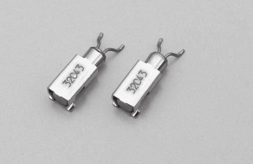 TUNING FORK CRYSTAL UNIT (SMD Jacket Type) CMJ206 3000pcs/reel FEATURES 7High-density mounting SMD with jacket. 7Automatic mounting and reflowable type.