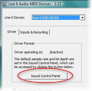 USB Audio 5 Driver Operation (Windows Vista & Windows 7) On Windows Vista & Windows 7 you will see a Sound Control Panel button - click this to launch the Windows Sound panel.