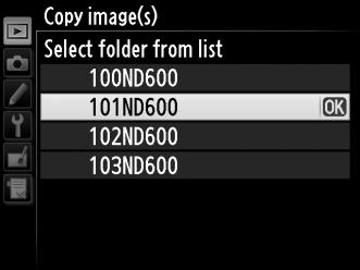 8 Select a destination folder. To enter a folder number, choose Select folder by number, enter the number (0 215), and press J.