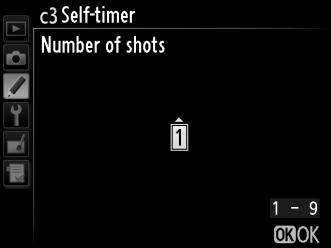 shutter release delay, the number of shots taken, and the interval between