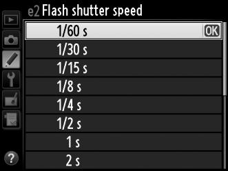 Auto FP High-Speed Sync When 1/250 s (Auto FP) or 1/200 s (Auto FP) is selected for Custom Setting e1 (Flash sync speed, 0 234), the built-in flash can be used at shutter speeds as fast as 1 /250 s