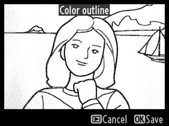 Color Outline G button N retouch menu Create an outline copy of a photograph to use as a base for painting.