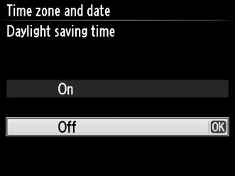 4 Choose a date format. Press 1 or 3 to choose the order in which the year, month, and day will be displayed. Press J to proceed to the next step. 5 Turn daylight saving time on or off.