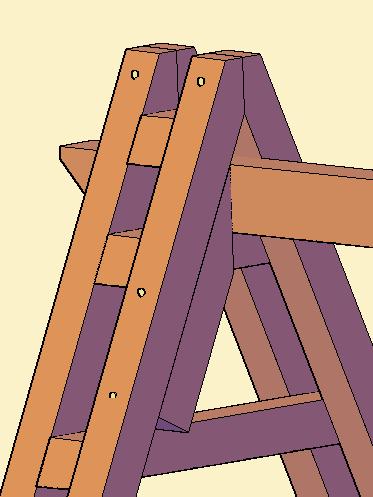 Step 6: Attach the part F (Support timber) to Part A (Left side A-frame leg) with four bolts ( 3 / 8