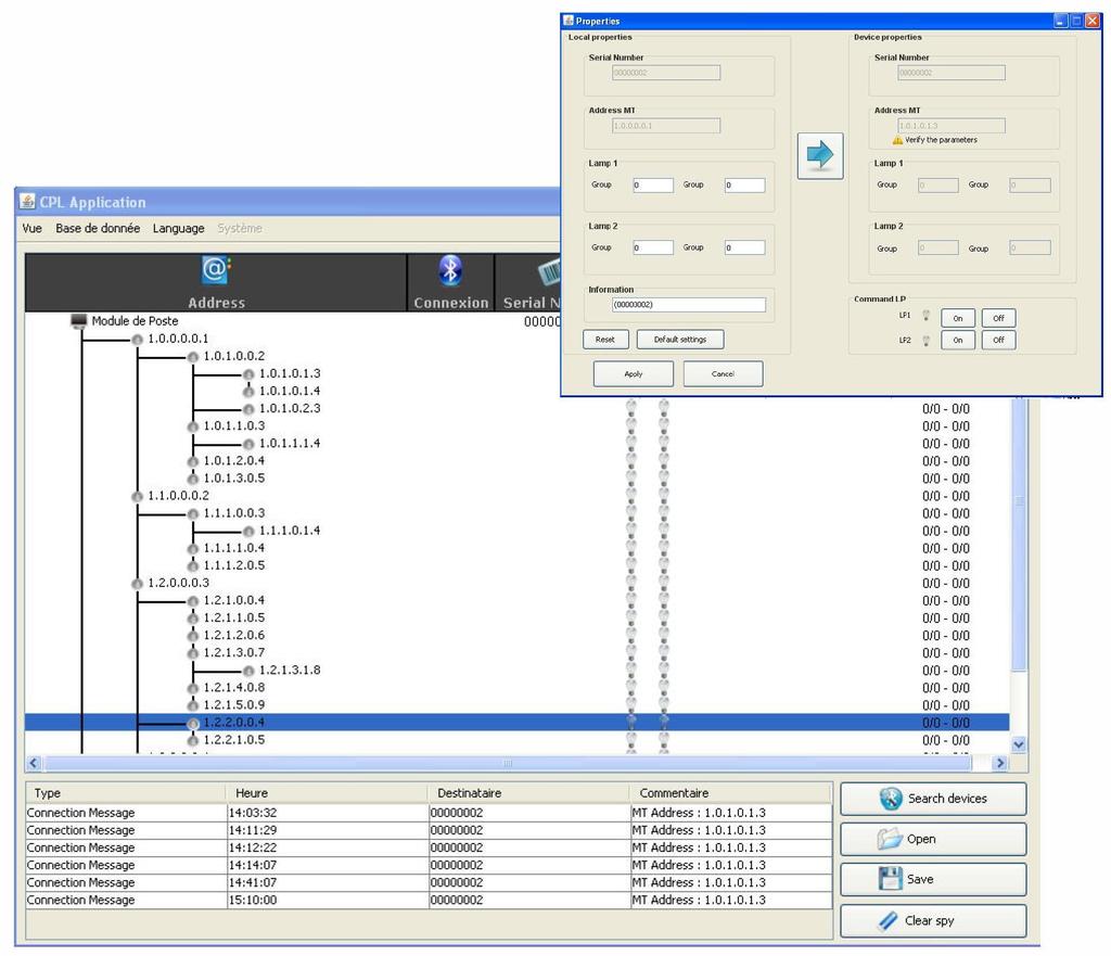 STEP II - Setting - Supervision For each project, in standard, the CPL application setting software is furnished. This software enables to : Create a data base.