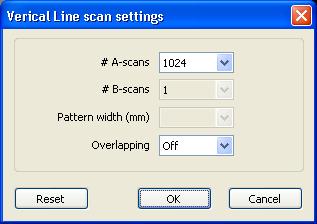 3.7.2 Change scan pattern settings Button in the acquisition window: The scan pattern settings for the current scanning pattern can be changed. A scan settings dialog appears.