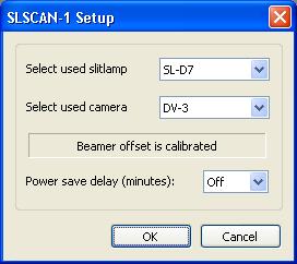 2.2.4 Setup The setup of the SL SCAN-1 acquisition plugin handles the: Used slitlamp: Select the slitlamp that is used with the SL SCAN-1.