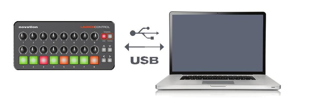CONNECTING LAUNCH CONTROL TO A PC Launch Control is a class compliant USB MIDI device, therefore no drivers are required for use with a computer.