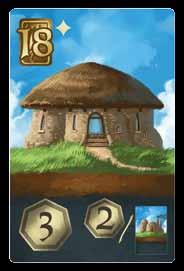 In many cases, the points are simply listed at the bottom of the card. The card below would give the player 2 bonus village points. Buildings Each building is worth 1 village point.