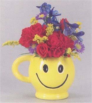 16544 Yellow Smiley Face Planter 3-1/2