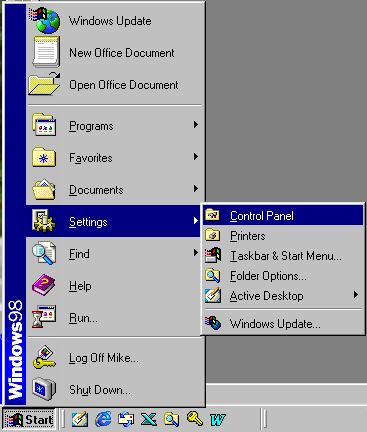 To configure remote client terminals with MS Windows 98