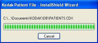 The Kodak Patient file - InstallShield Wizard is displayed while