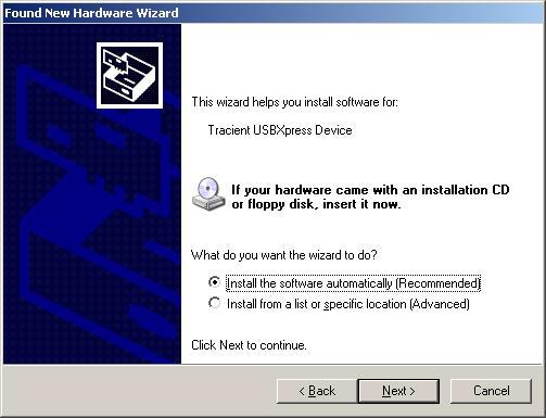 3 Select the Install the software automatically option and then click