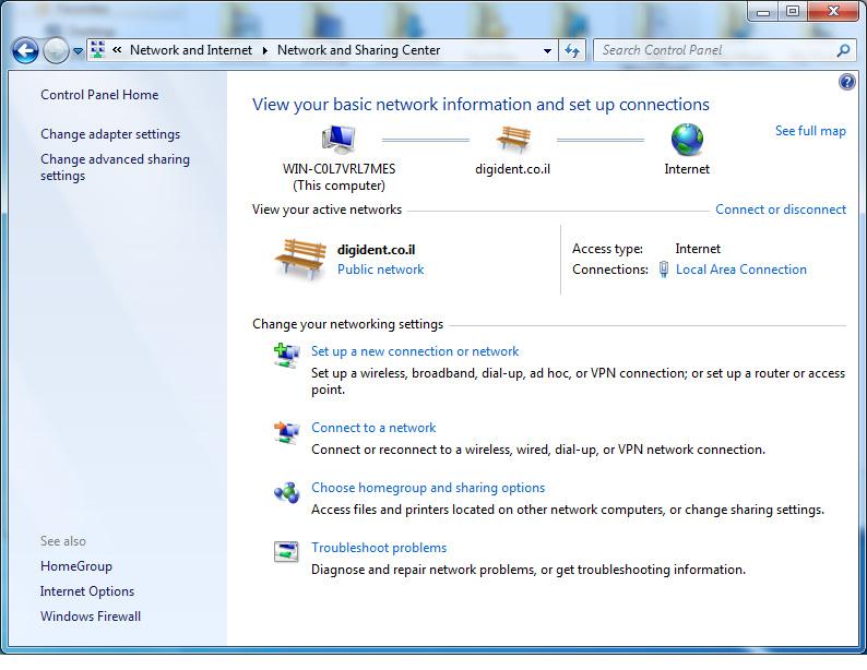 Setting Up Network Connections, Windows 7 Note: This procedure is for computers installed with a Windows 7 operating system and when the scanner is connected to the computer via a crossover cable.