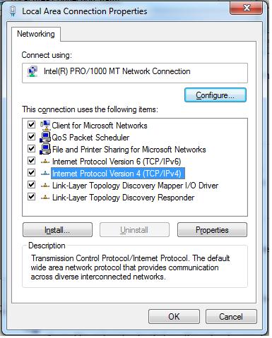 3 The Local Area Connection Status dialog box is displayed. Click Properties.
