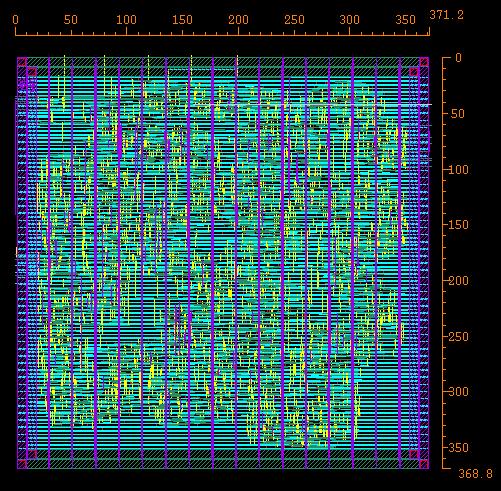 4.3.1 Post Layout Simulations Figure 4.29 The layout of the digital testing circuitry This section shows the post layout simulation results of the system. The system functions typically up to 4.