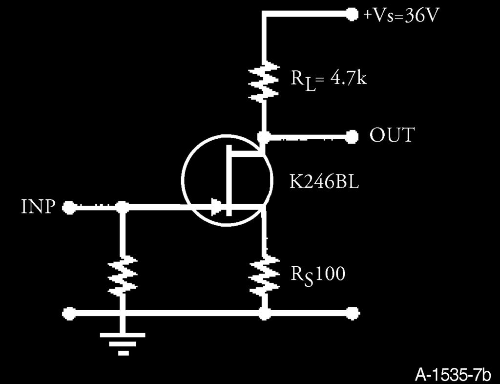 a ±01V gate voltage, the drain current varies between 18 and 62mA for the K170 With a drain resistor R L = 47k, this results in an output swing of 2914V 846V = 2068V pk-pk The gain will then be