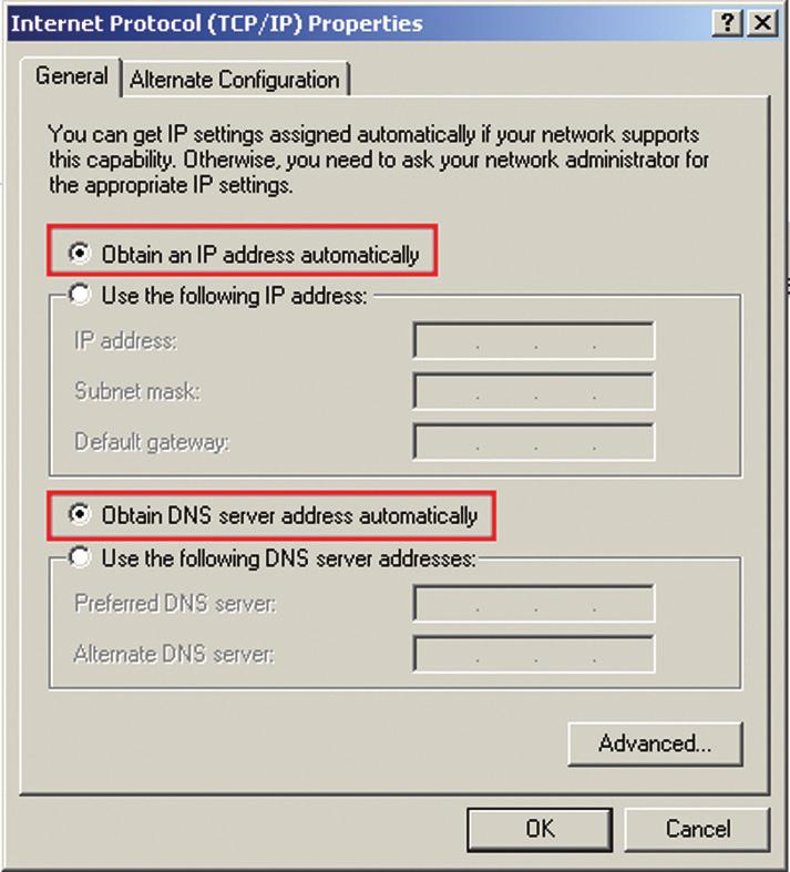4. Selectați Obține o adresă IP automat (Obtain an IP address automatically) și Obține server DNS automat (Obtain DNS server address automatically), apoi apăsați pe OK.