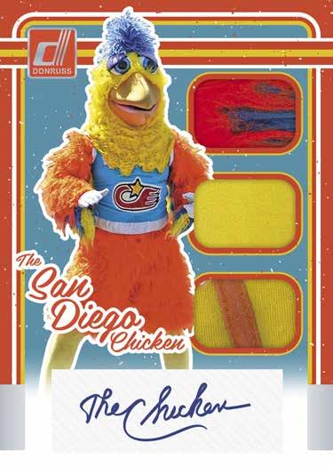 THE FAMOUS SAN DIEGO CHICKEN TRIPLE MATERIAL SIGNATURES The Chicken is back in 2017 Donruss with a new