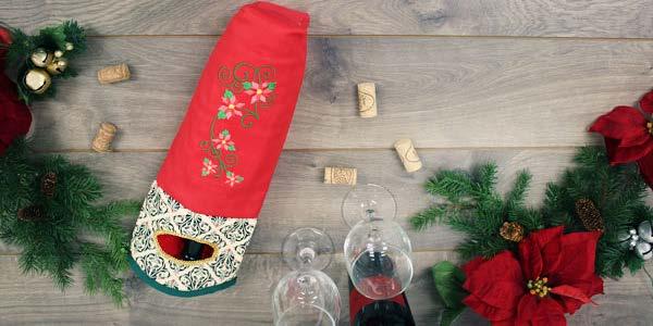 Quilted Wine Bag Gift a bottle of wine or sparkling cider in style with a festive quilted wine bag.