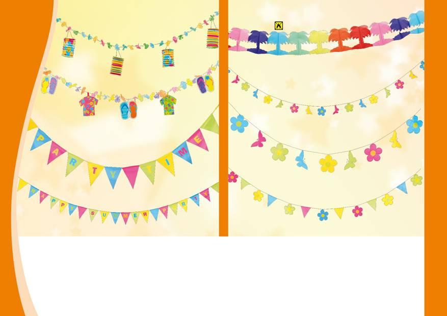 # awaii garland, with 6 lanterns, length 12cm, Ø 10cm, paper/fabric, 300cm, 7359741 coloured piece: 8,20 from 6 pieces: 7,45 Pennant chain Party Time, 12-fold, water resistant, polyester, flag