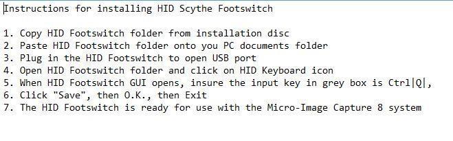 Software Installation: USB HID Footswitch Software 1.